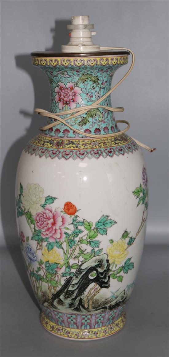 A Chinese famille rose lamp 45cm